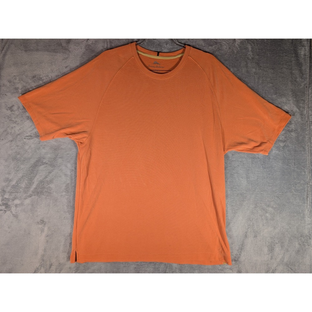 Tommy Bahama Shirt Mens XL Orange Ribbed Raglan Short Sleeve Crew Neck T-Shirt